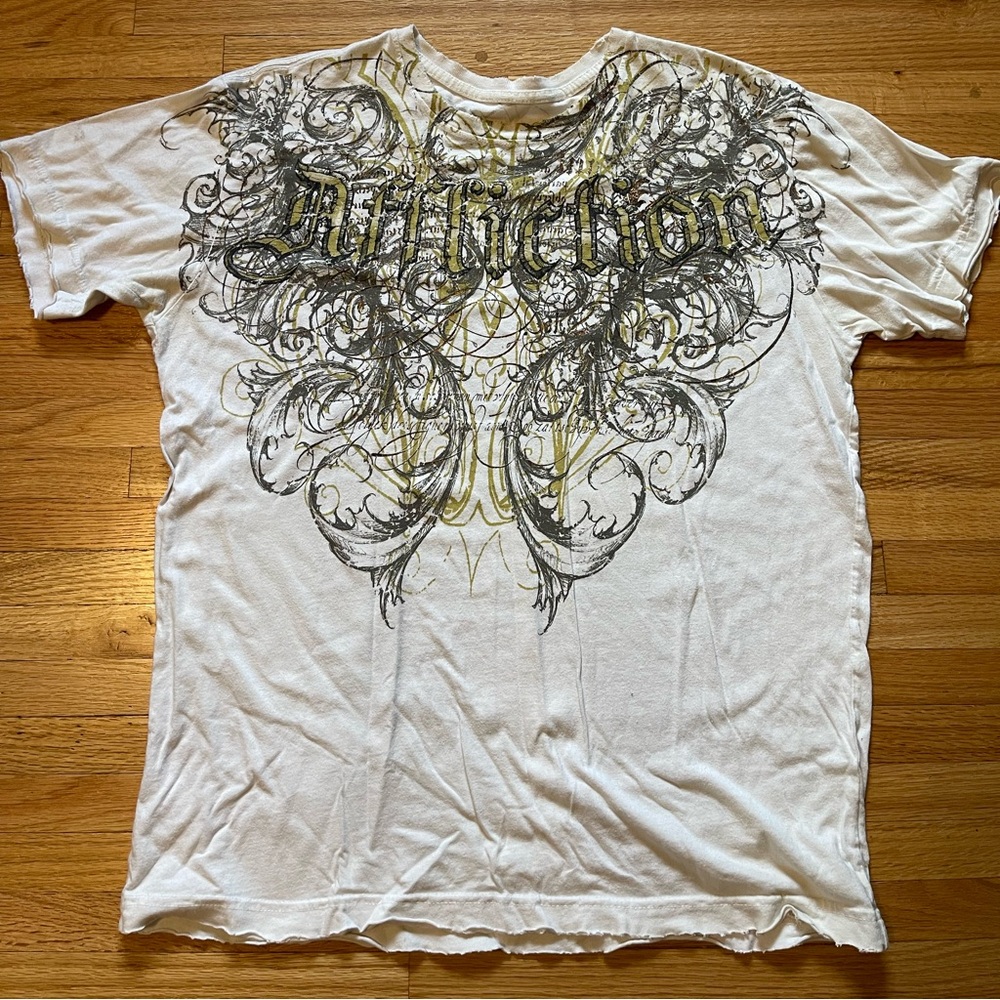Affliction grunge alt distressed Y2K- white and gold with wings